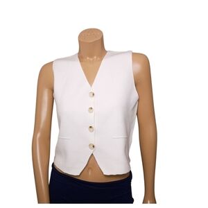 Women's White Button-Up Vest Size S